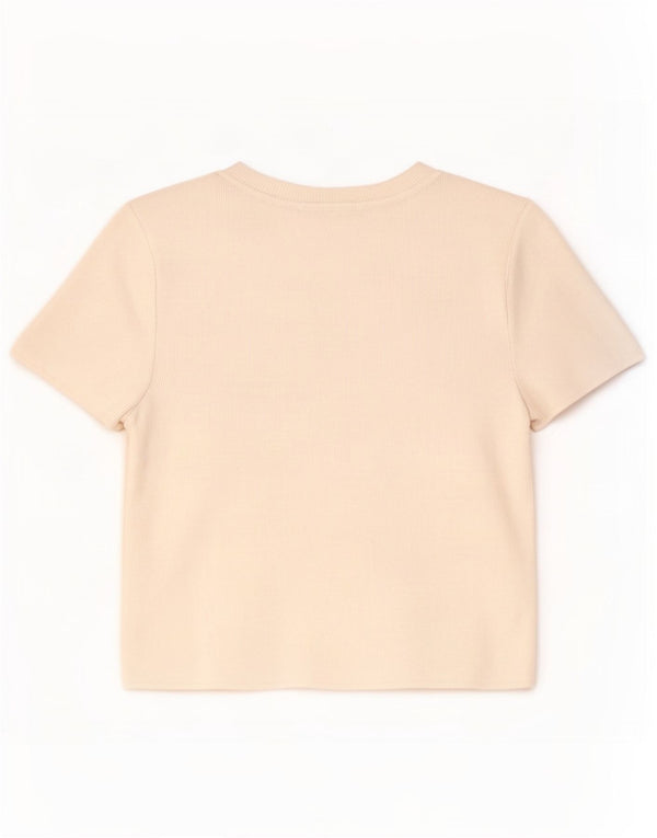 Zara Γυναικείο T-Shirt T-Shirt Top UK 12 Medium White Viscose