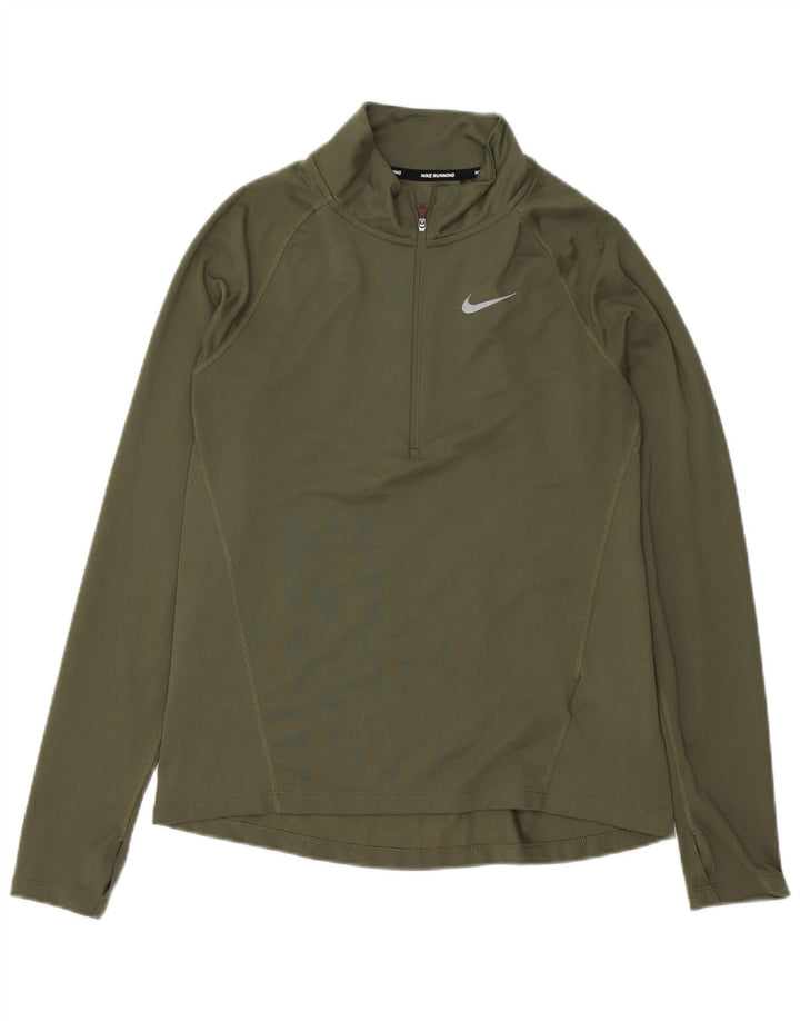Nike γυναικείο φερμουάρ για τρέξιμο με μακρυμάνικο 14 μεσαίο πολυεστέρας χακί