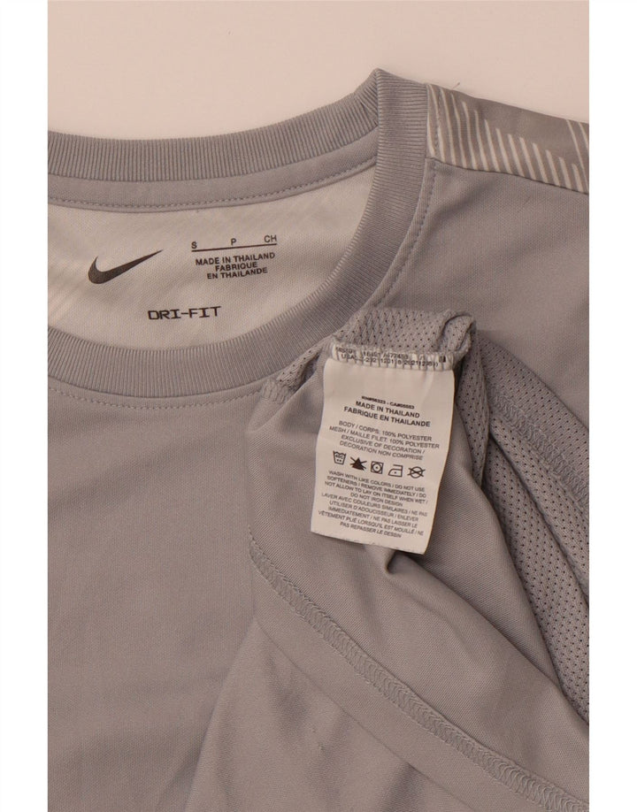 Nike γυναικείο Dri Fit μακρυμάνικο UK 10 Μικρός Γκρι γεωμετρικός πολυεστέρας
