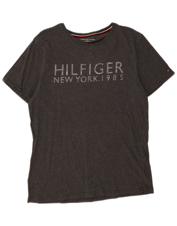 Ανδρικό γραφικό T-Shirt Tommy Hilfiger Top μεγάλο γκρι βαμβακερό