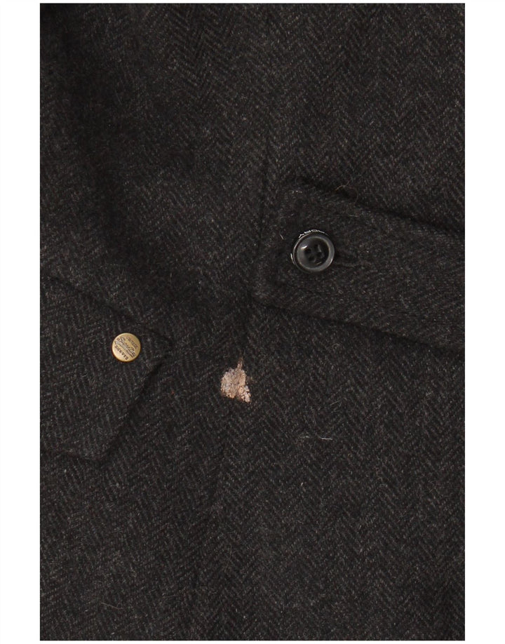 SUPERDRY Γυναικείο σακάκι blazer UK 12 μεσαίο γκρι μαλλί από ψαροκόκκαλο