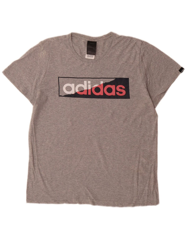 Ανδρικό γραφικό T-Shirt Adidas Top Μικρό γκρι βαμβακερό
