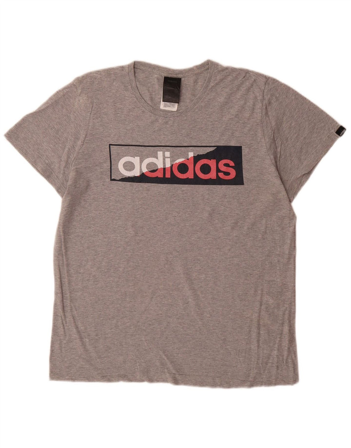 Ανδρικό γραφικό T-Shirt Adidas Top Μικρό γκρι βαμβακερό