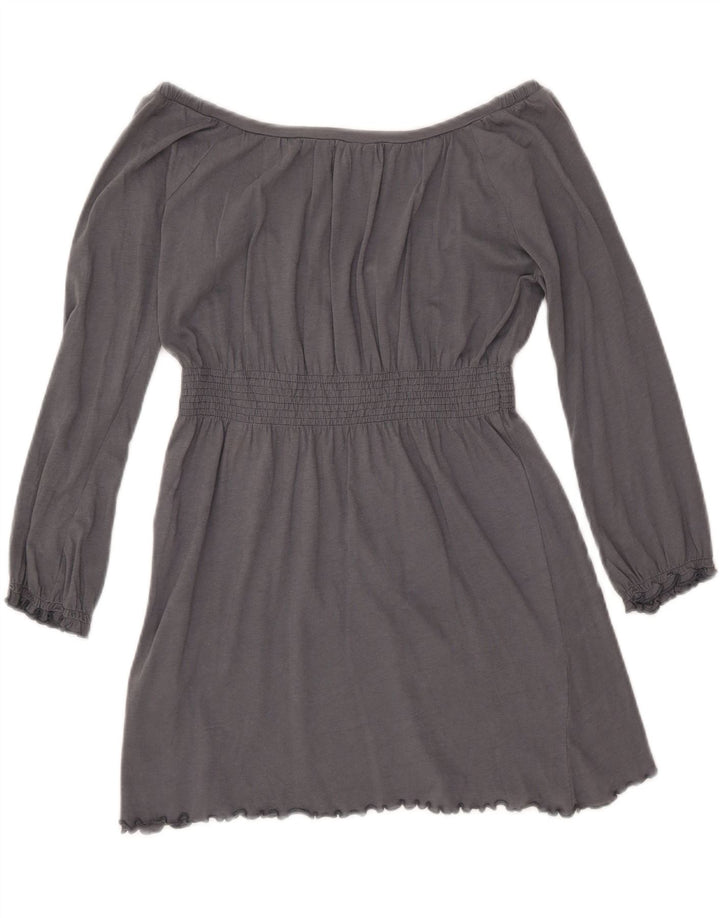 ZARA Γυναικεία μπλούζα Trafaluc 3/4 μανίκια τοπ UK 12 μεσαία γκρι βαμβακερή