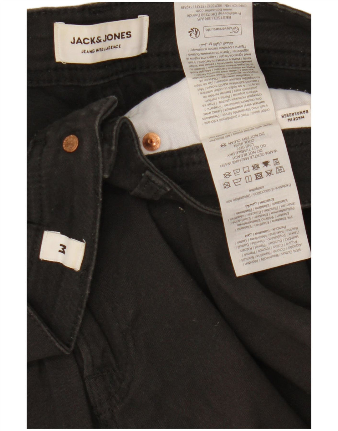 Ανδρικό κανονικό σορτς Jack & Jones, μεσαίο W32, μαύρο βαμβακερό