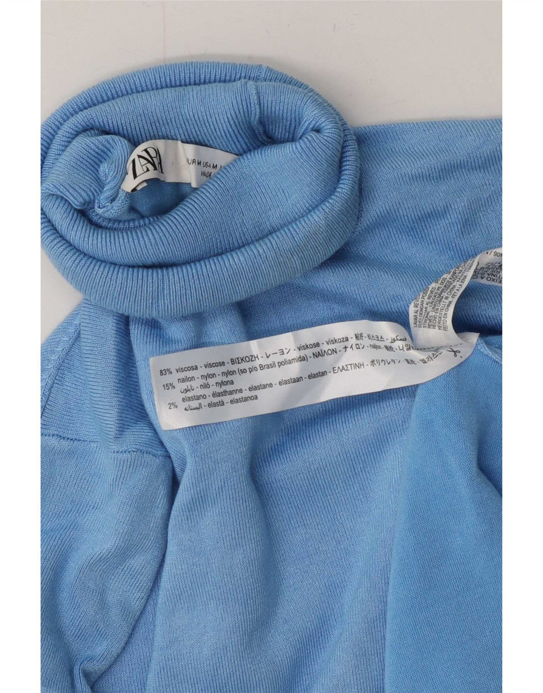 Zara Γυναικείο πουλόβερ με ρολό λαιμόκοψη UK 12 μεσαία μπλε βισκόζη