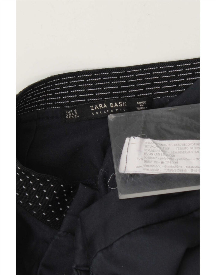 Zara Γυναικείο Slim παντελόνι Chino Small W26 L27 Navy Blue Polyester