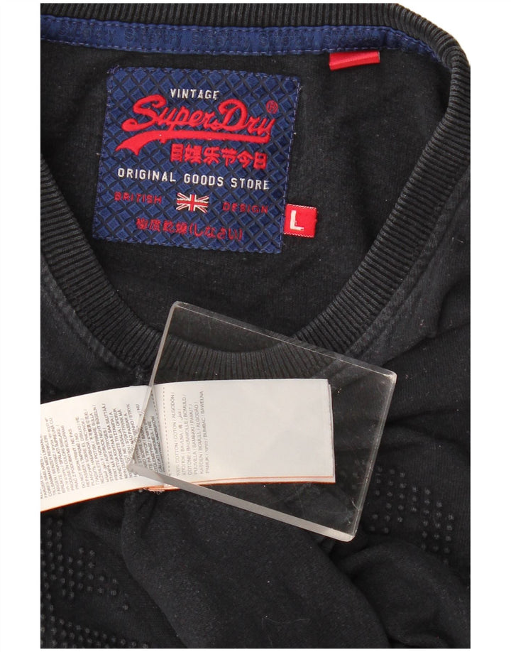 Superdry Ανδρικό γραφικό μπλουζάκι μακρυμάνικο μεγάλο μαύρο βαμβακερό