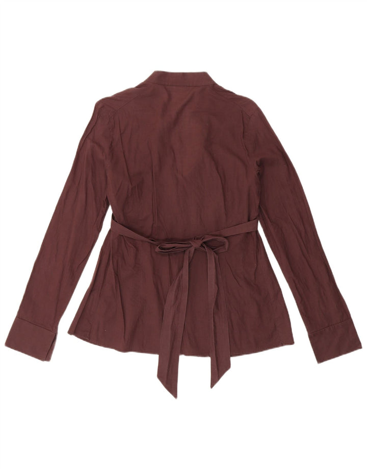 MAX & CO. Womens Long Sleeve Blouse Top UK 10 Small  Brown Cotton