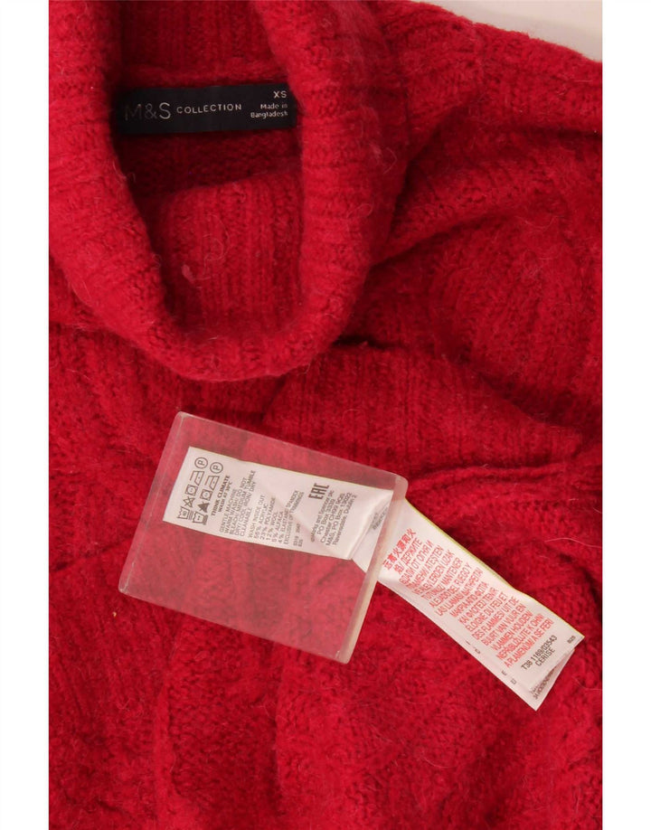 Marks & Spencer Γυναικείο πουλόβερ μεγάλου μεγέθους με ρολό λαιμόκοψη UK 6 XS κόκκινο