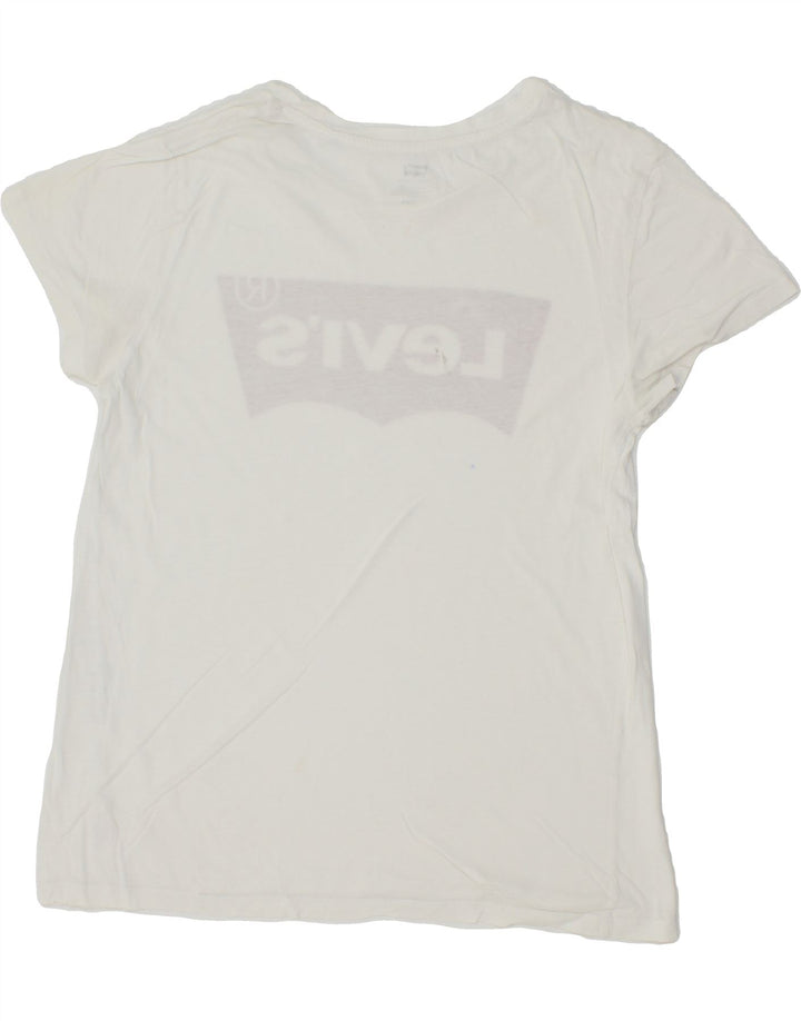 LEVI'S Womens Graphic T-Shirt Top UK 12 Medium White Vintage Levi's and Second-Hand Levi's from Messina Hembry 