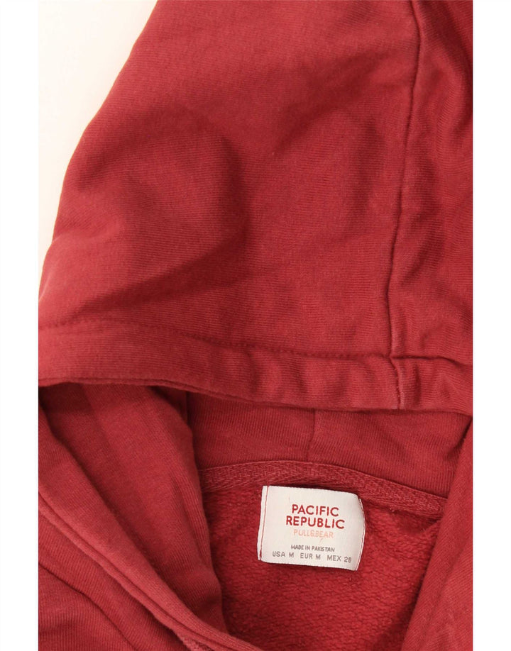 Pull & Bear Γυναικείο υπερμεγέθη Crop Graphic Hoodie Jumper UK 14 Medium Red