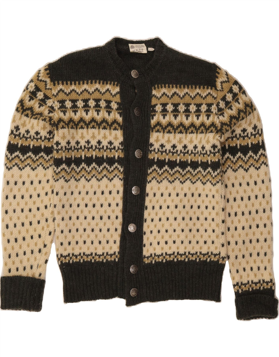Ανδρικό πουλόβερ C&A Cardigan IT 52/54 Large Khaki Fair Isle Wool