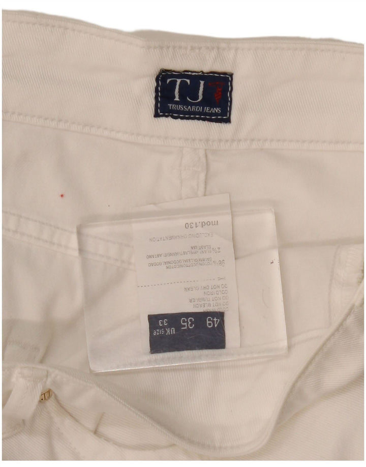 Trussardi Γυναικείο Slim Cropped Jeans IT 48 Medium W33 L26 Λευκό βαμβακερό