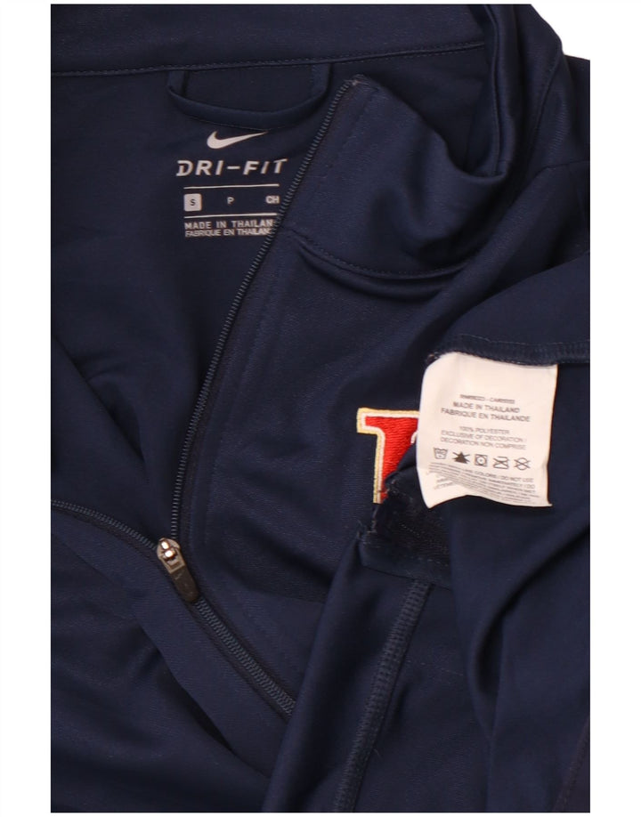 Γυναικεία αθλητική φόρμα γραφικών NIKE Dri Fit Top Jacket UK 10 Small Navy Blue