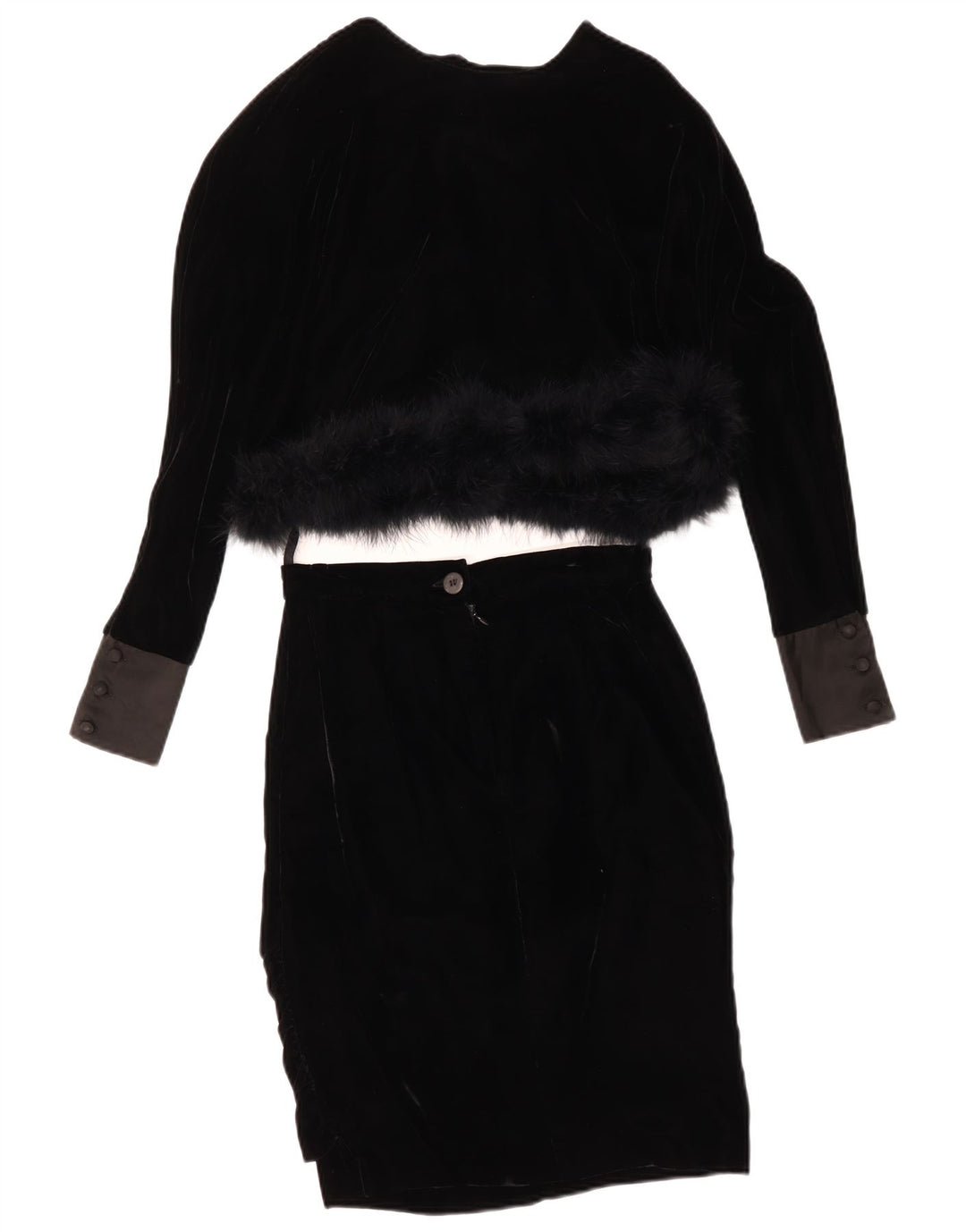 Vintage Γυναικεία Oversized 2 Τεμάχια Σετ Φούστας IT 42 Medium W26 Μαύρο