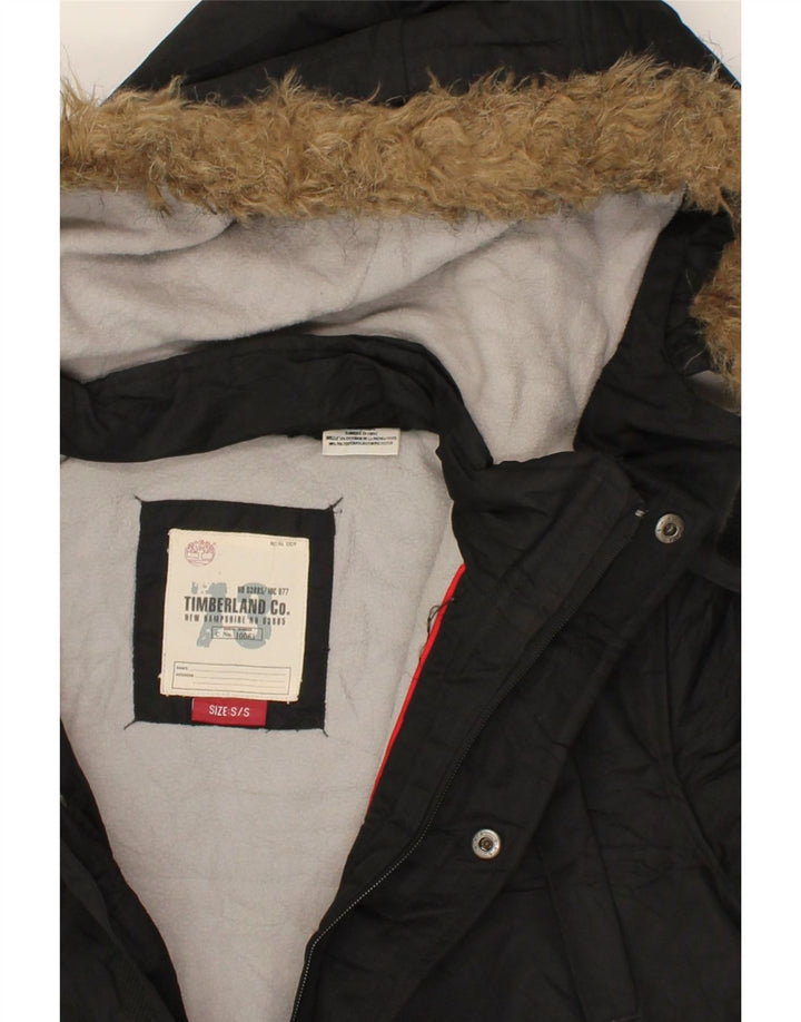 TIMBERLAND Womens Hooded Windbreaker Jacket UK 10 Small Black Vintage Timberland and Second-Hand Timberland from Messina Hembry 