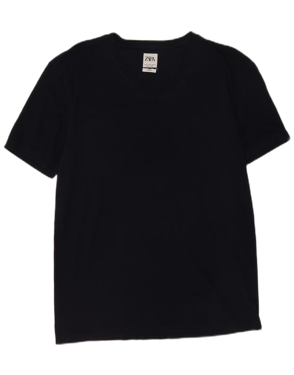 Ανδρικό T-Shirt Zara Slim Fit Top XL Navy Blue Cotton