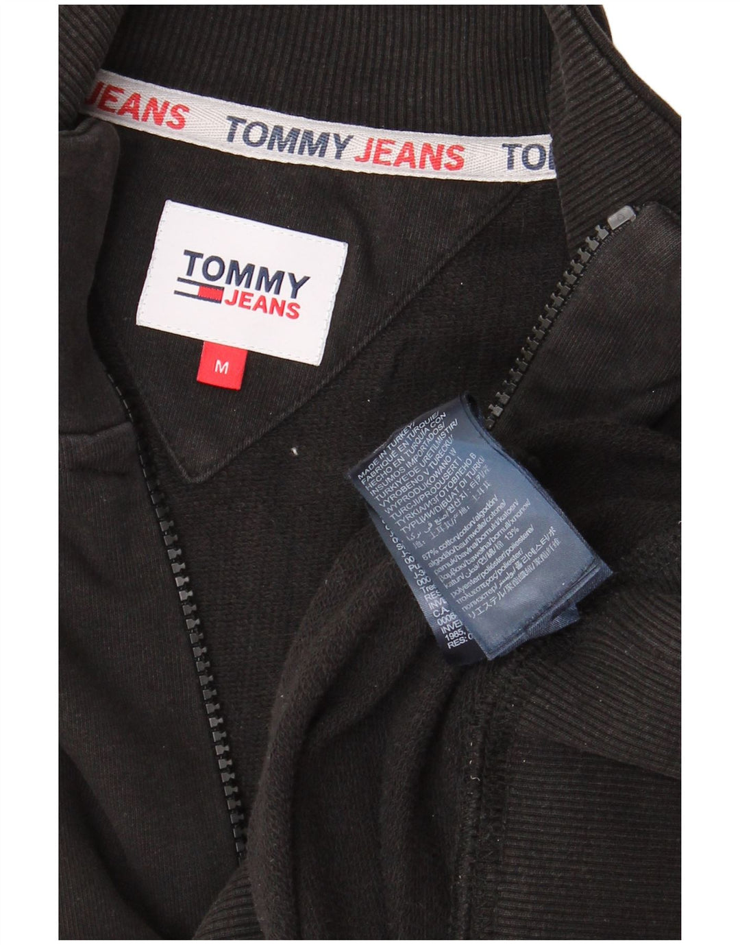 Ανδρικό φούτερ με φερμουάρ TOMMY HILFIGER, μεσαίο μαύρο βαμβακερό