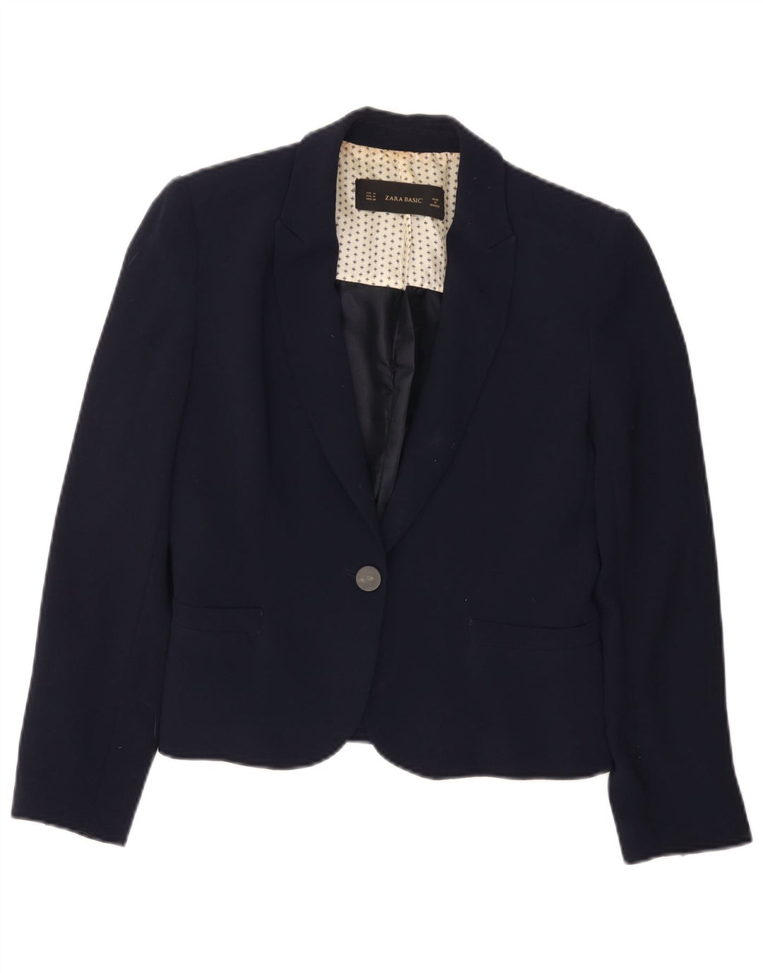 Zara Γυναικείο μπλέιζερ 1 κουμπιού μπουφάν UK 12 Medium Navy Blue