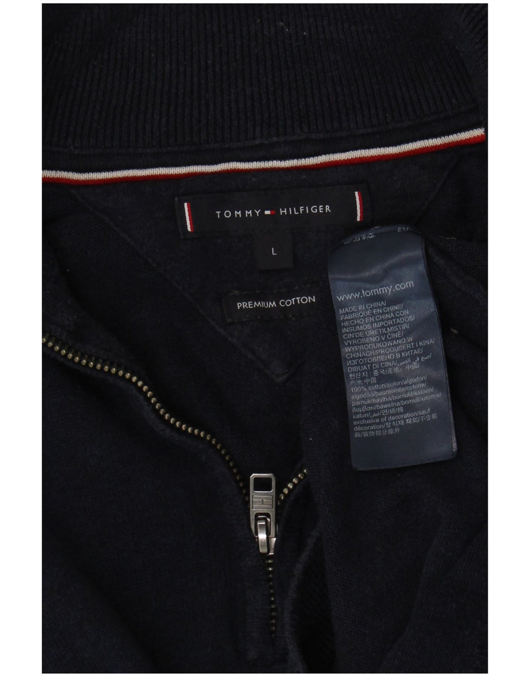 Ανδρικό πουλόβερ με φερμουάρ Tommy Hilfiger Μεγάλο μπλε βαμβακερό