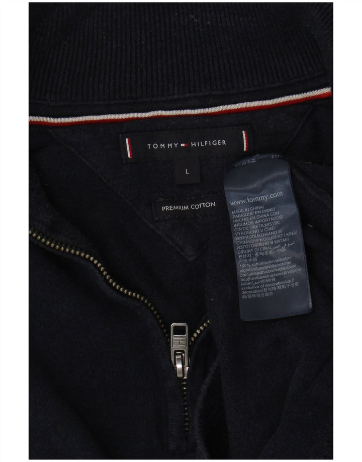 Ανδρικό πουλόβερ με φερμουάρ Tommy Hilfiger Μεγάλο μπλε βαμβακερό