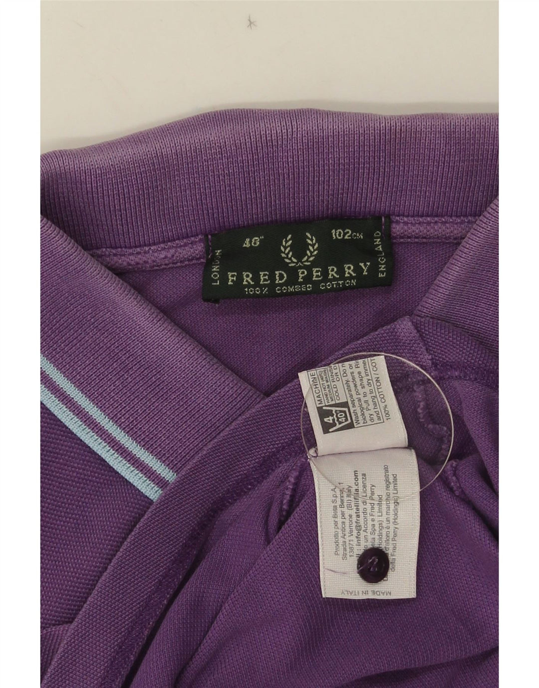 FRED PERRY Ανδρικό πουκάμισο πόλο, Βαμβακερό μεσαίο μωβ ριγέ