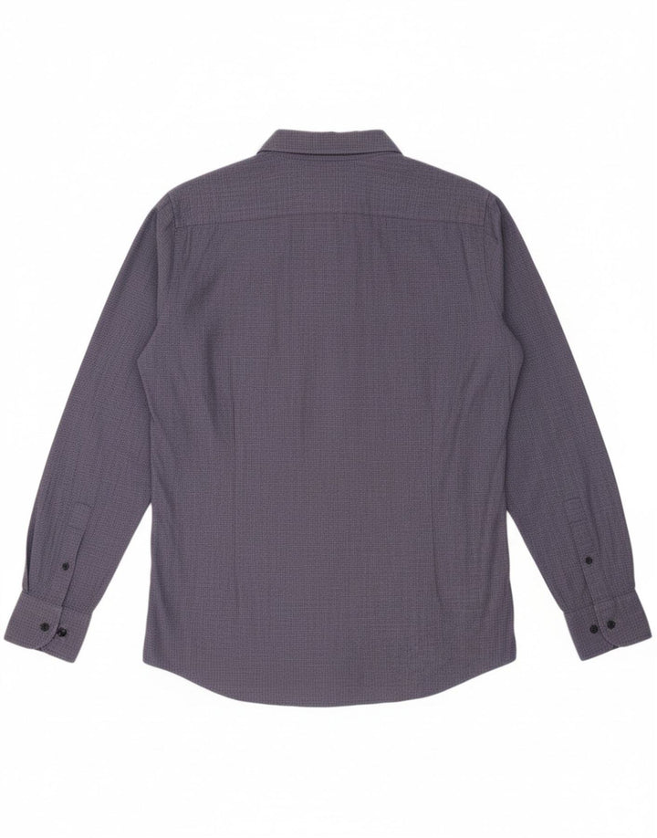MASSIMO DUTTI Mens Shirt Medium Blue Houndstooth Cotton