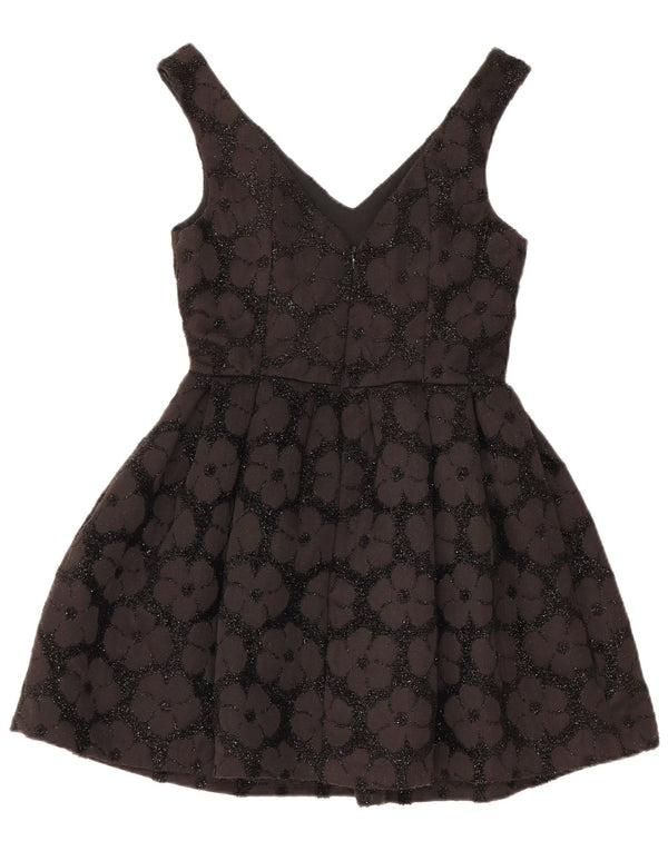 TOPSHOP Γυναικείο Αμάνικο Κούνια Φόρεμα UK 4 XS Μαύρο φλοράλ πολυεστέρας