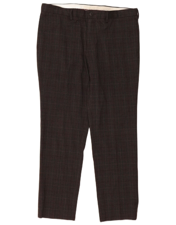 Marks & Spencer Ανδρικό Slim παντελόνι Chino W36 L31 Brown Check Polyester