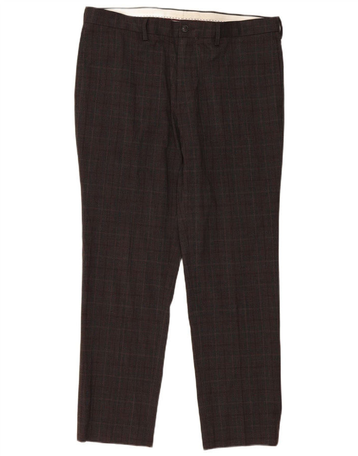 Marks & Spencer Ανδρικό Slim παντελόνι Chino W36 L31 Brown Check Polyester