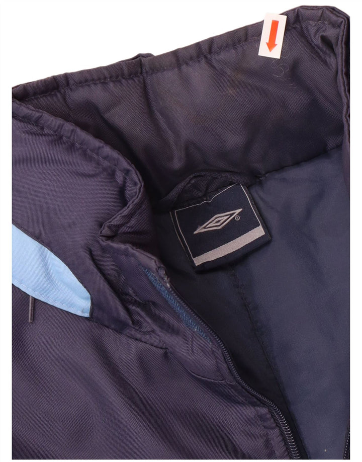 Ανδρικό παλτό UMBRO με κουκούλα με επένδυση UK 38 Medium Navy Blue Colorblock Nylon