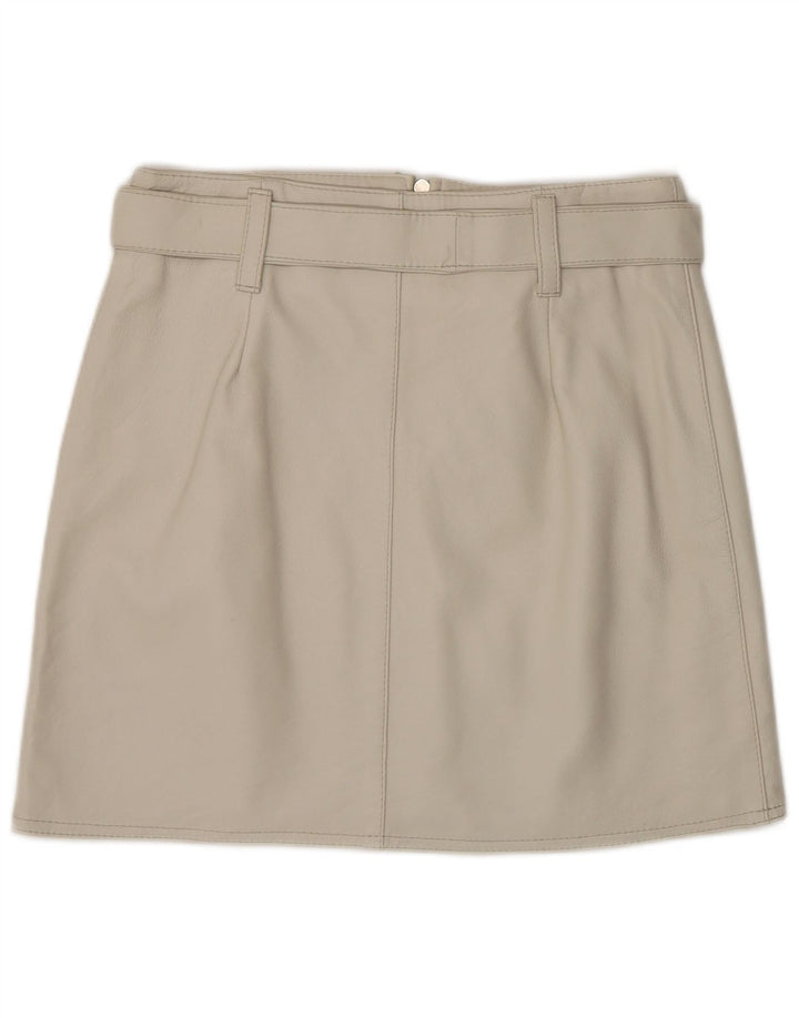 Γυναικεία Δερμάτινη Φούστα VINTAGE IT 44 Medium W28 Γκρι Δερμάτινη