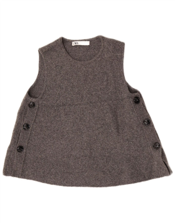 Zara Γυναικείο Γιλέκο Tank Top UK 10 Small Grey Wool