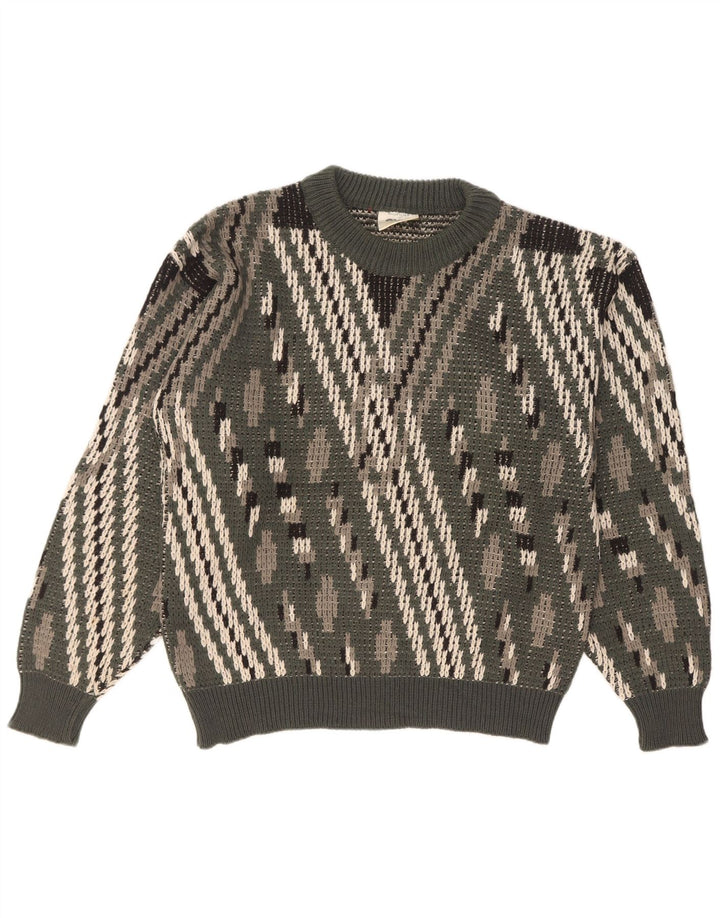 Ανδρικό πουλόβερ Ciao Crew Neck Jumper Μεγάλο πράσινο ριγέ μαλλί