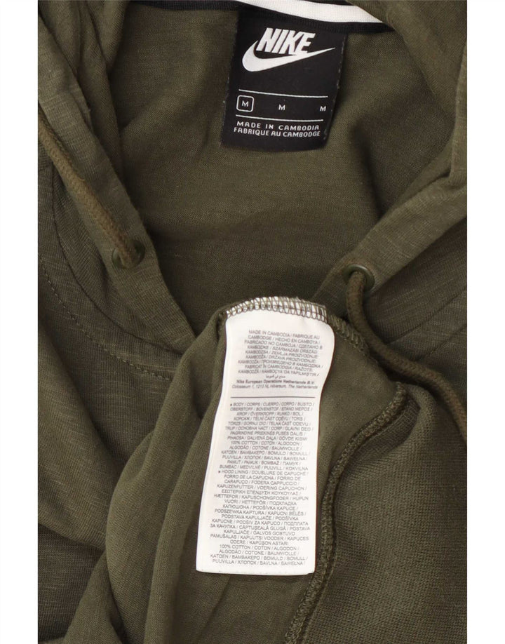 Ανδρικό πουλόβερ Nike με φερμουάρ με κουκούλα από μεσαίο χακί βαμβακερό