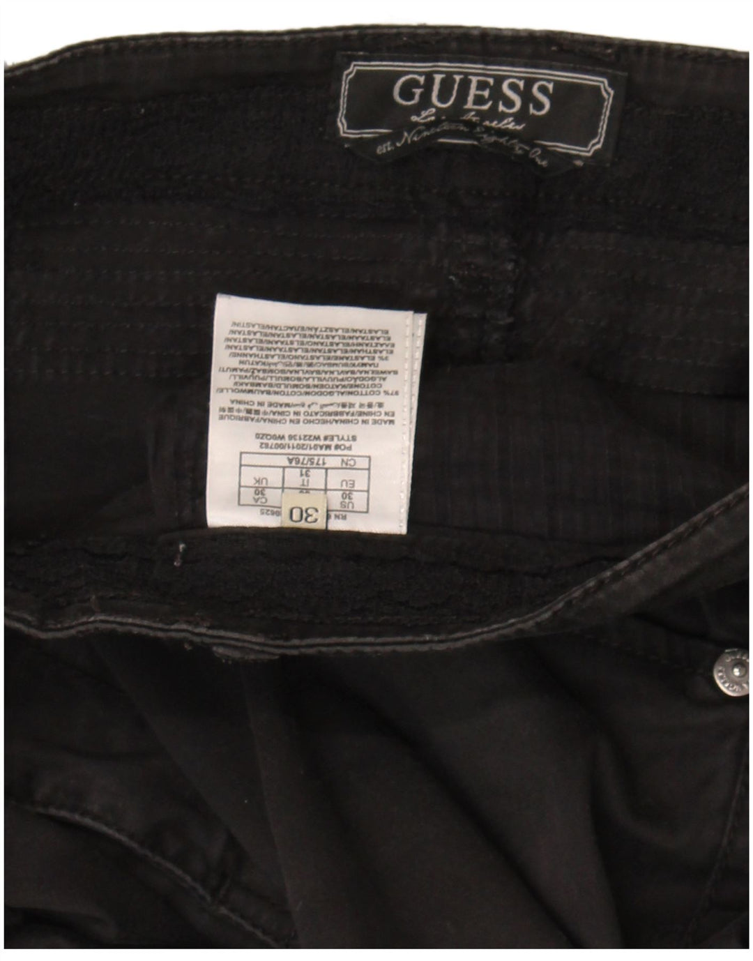 Γυναικείο Cropped Παντελόνι Guess W30 L25 Μαύρο βαμβακερό