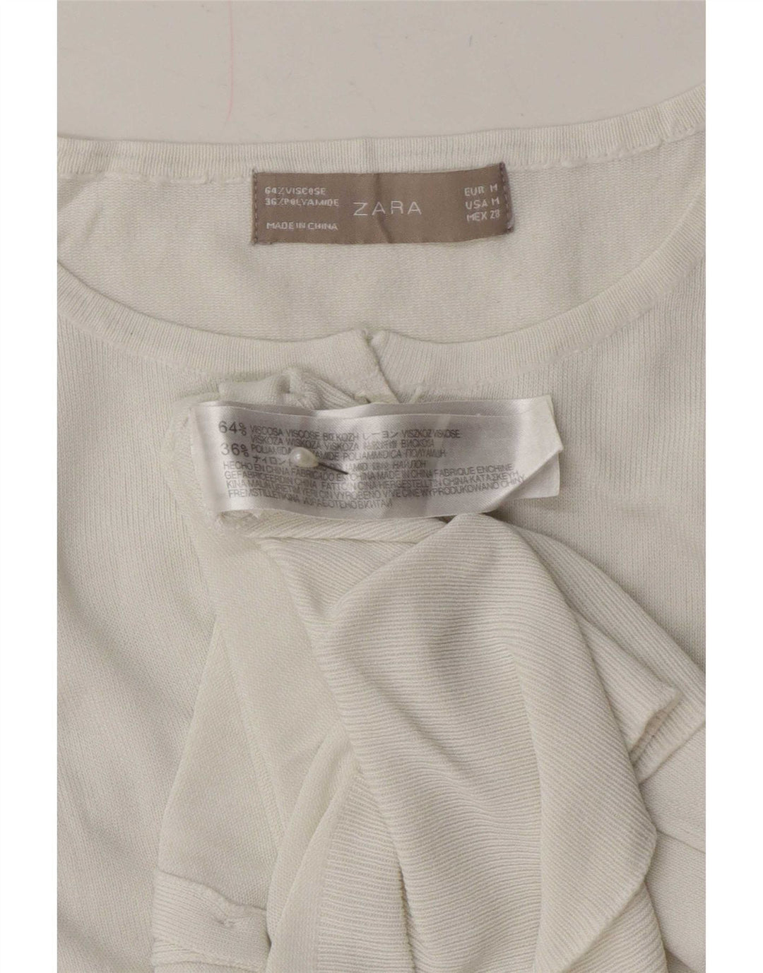Zara Γυναικεία Ζακέτα πουλόβερ UK 12 μεσαία λευκή βισκόζη