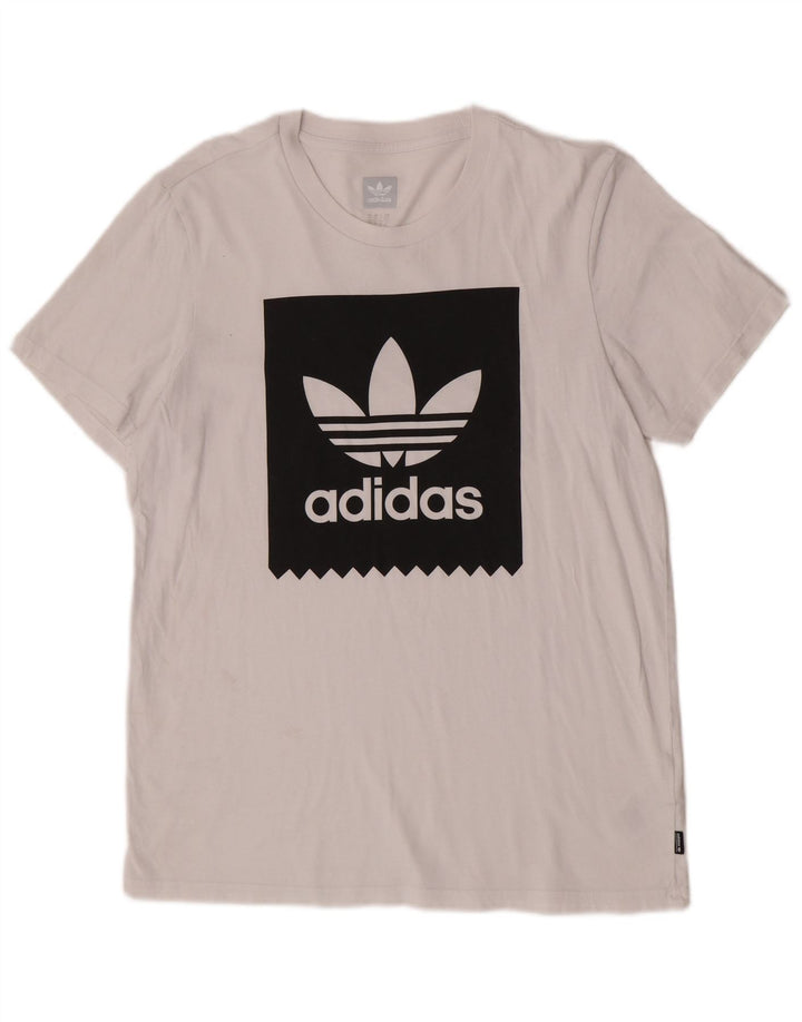 Ανδρικό γραφικό T-Shirt Adidas Top από μεσαίο λευκό βαμβακερό