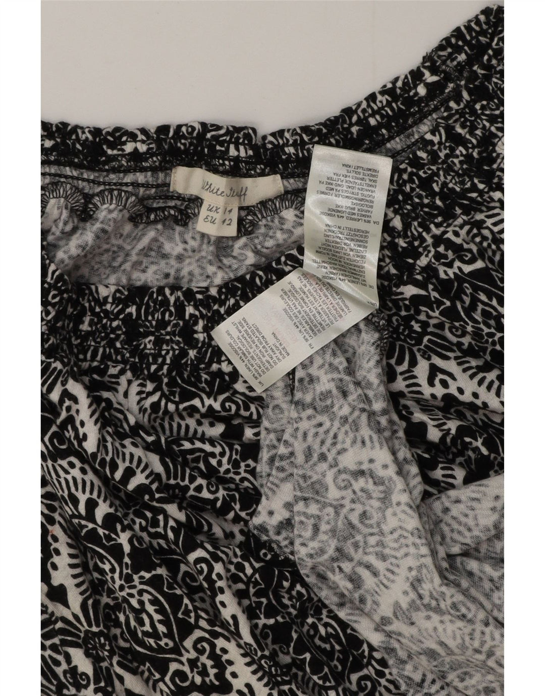 White Stuff Γυναικεία Μπλούζα Τοπ UK 14 Large Μαύρα Λευκά Paisley