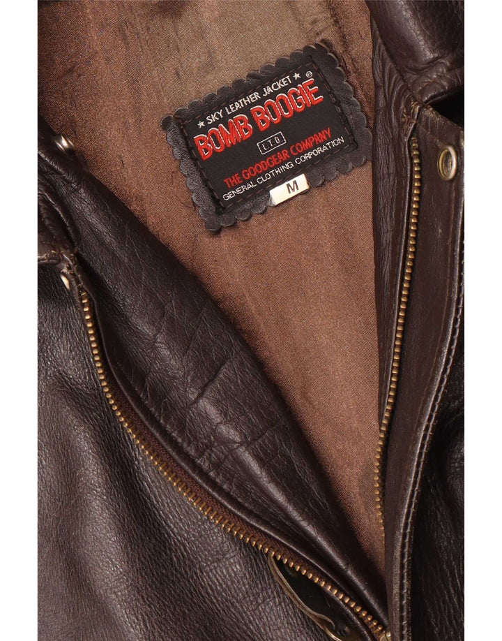 Bomb Boogie Ανδρικό Sky Loose Fit Δερμάτινο μπουφάν UK 38 Medium Brown
