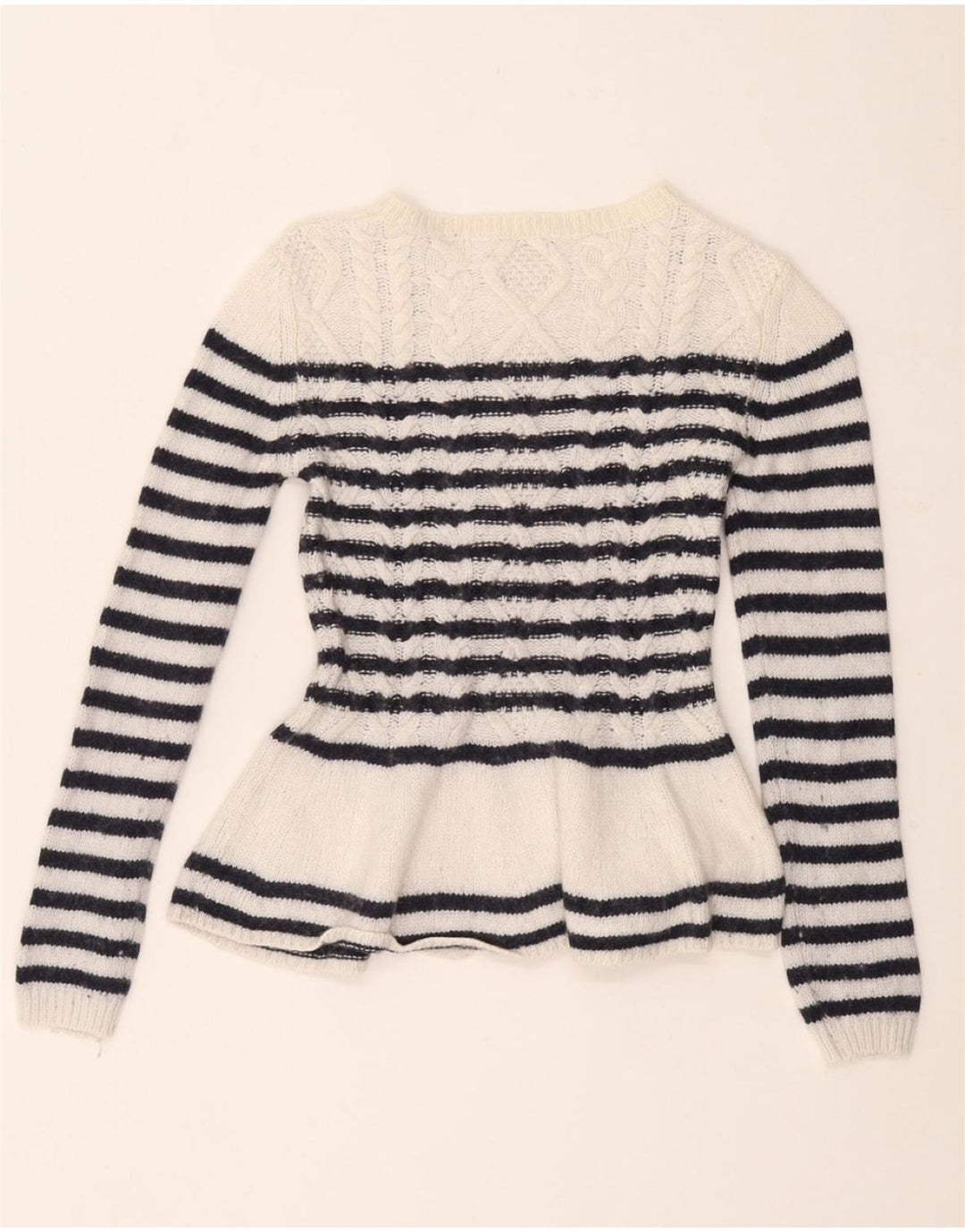 MASSIMO DUTTI Γυναικείο πουλόβερ με βάρκα με λαιμόκοψη UK 8 Small White