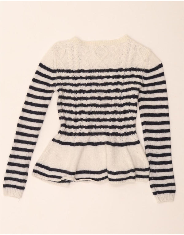 MASSIMO DUTTI Γυναικείο πουλόβερ με βάρκα με λαιμόκοψη UK 8 Small White