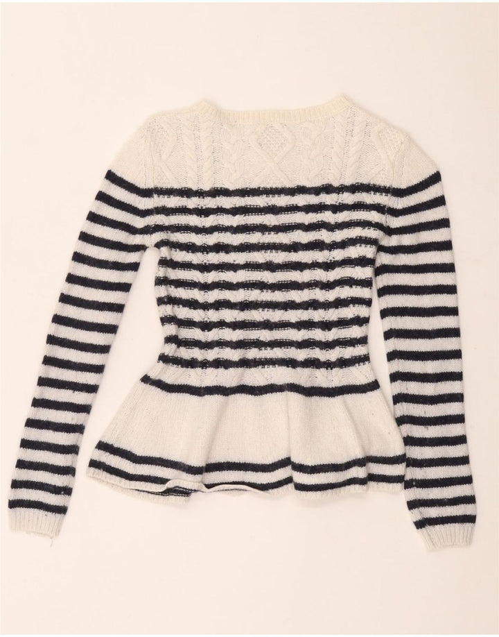 MASSIMO DUTTI Γυναικείο πουλόβερ με βάρκα με λαιμόκοψη UK 8 Small White