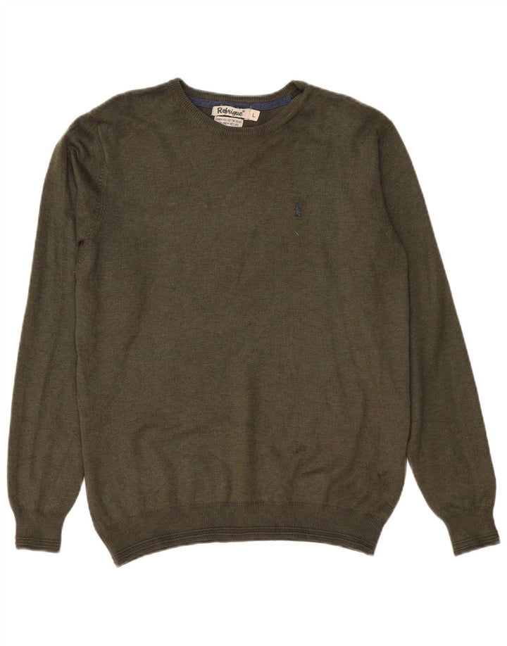Ανδρικό πουλόβερ Refrigiwear Crew Neck Jumper Μεγάλο χακί βισκόζη