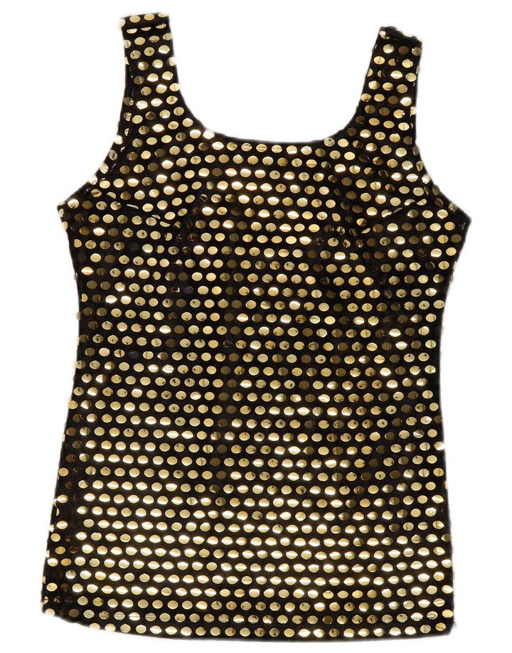 Vintage γυναικεία αμάνικη μπλούζα τοπ UK 10 Small Black Polyester