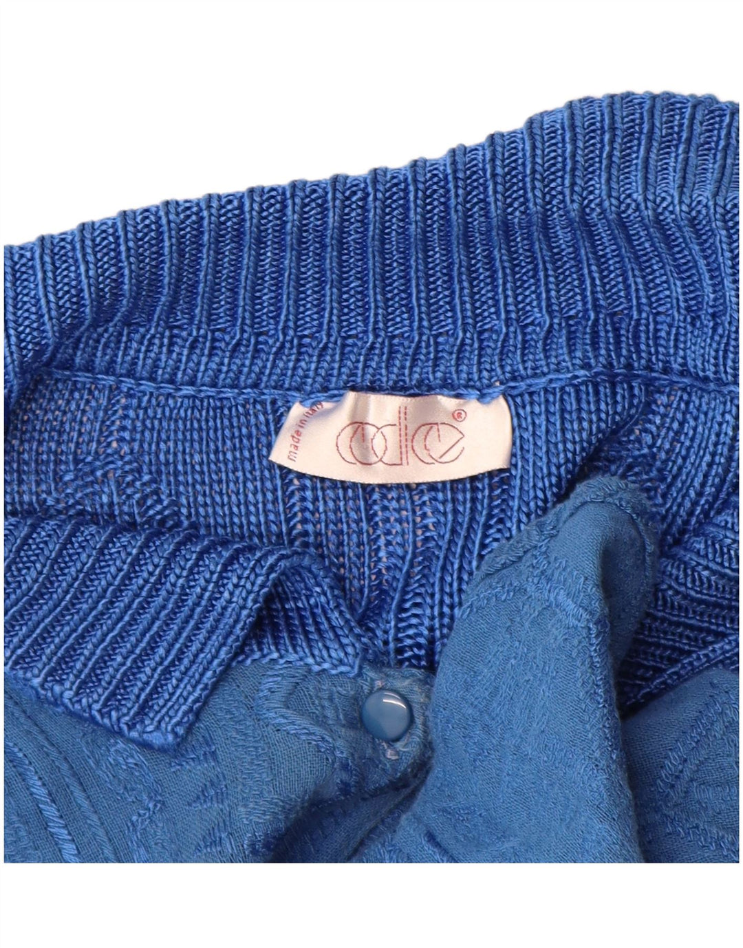 Vintage Γυναικεία Ζακέτα πουλόβερ IT 44 Medium Blue Geometric Viscose