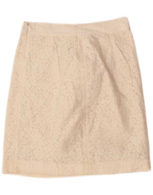 Γυναικεία μίνι φούστα δαντέλα Oasis UK 8 Small W26 Off White Floral βαμβακερή