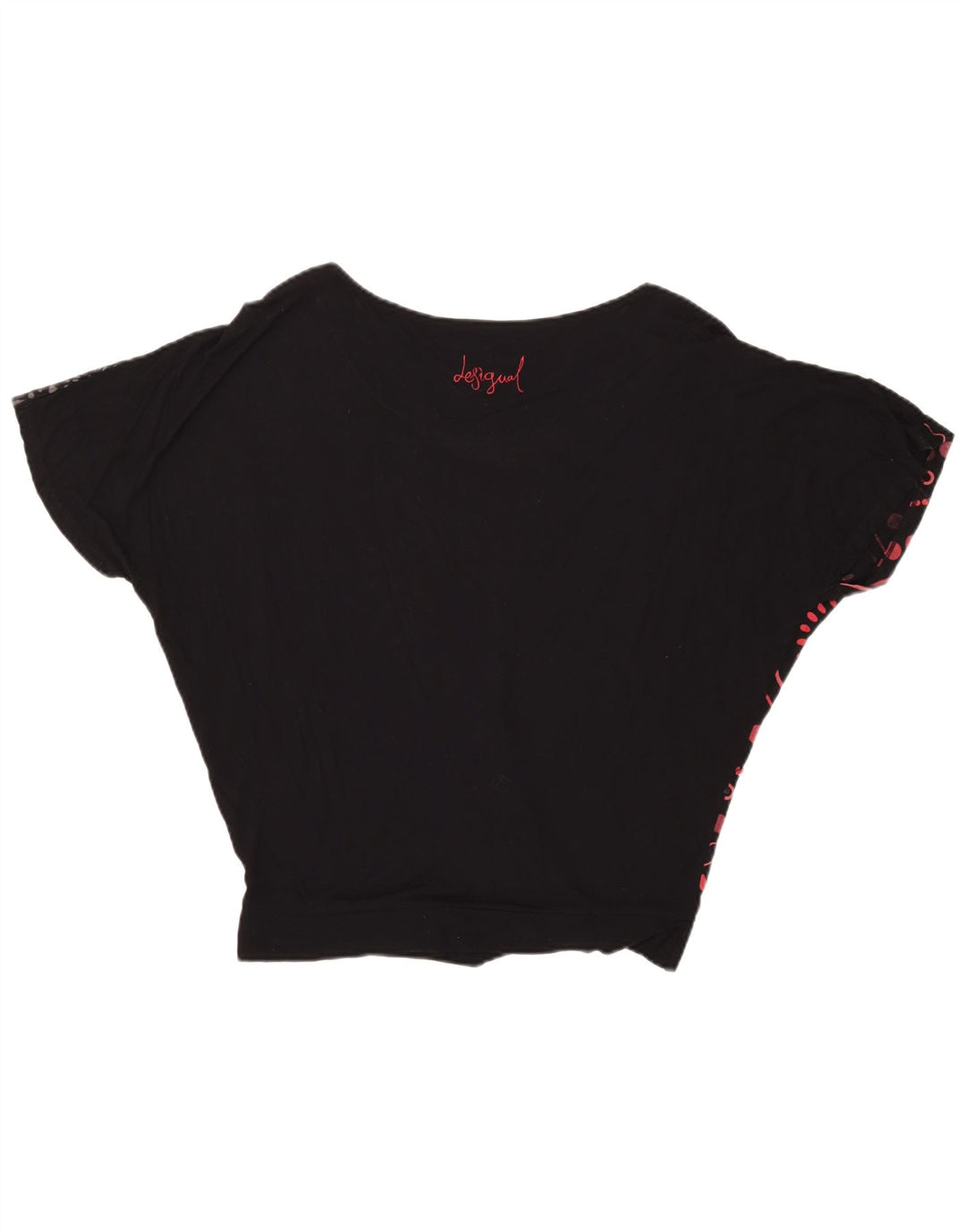 Desigual Γυναικεία Oversized Γραφική Μπλούζα Τοπ UK 14 Medium Black Geometric