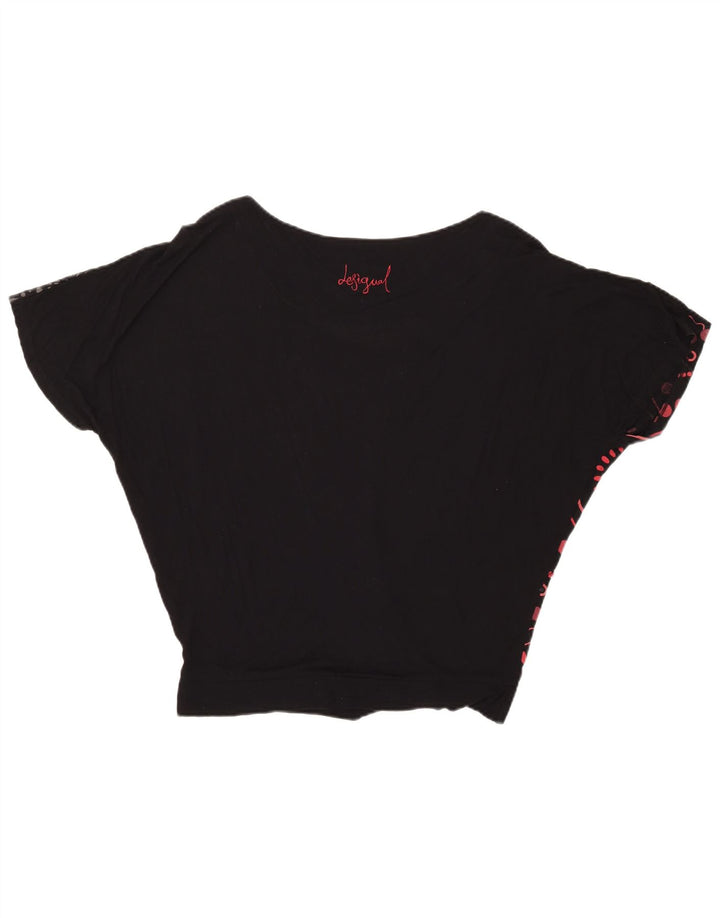 Desigual Γυναικεία Oversized Γραφική Μπλούζα Τοπ UK 14 Medium Black Geometric
